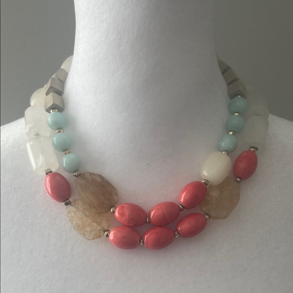 Ann Taylor LOFT two-strand multi-color statement necklace